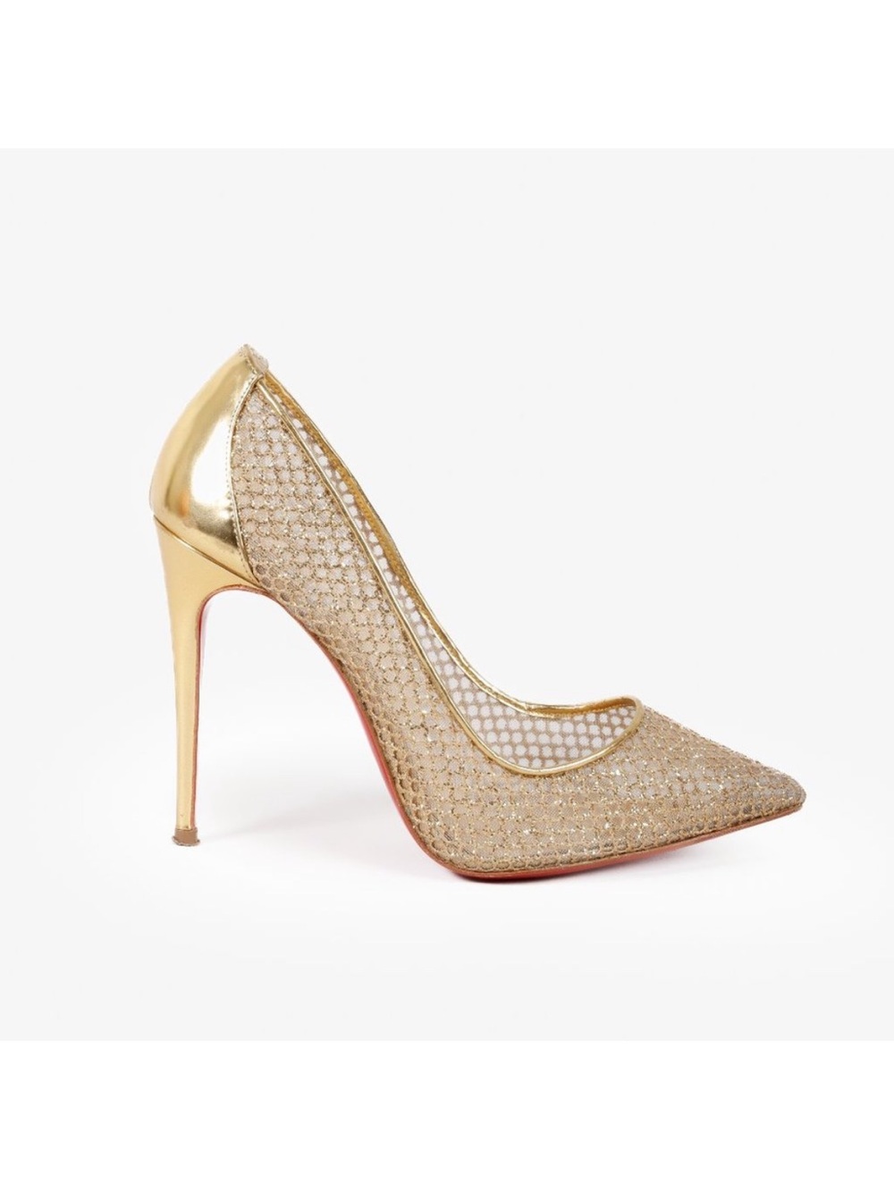 Christian Louboutin Gold Mesh Pointed Stiletto Pump